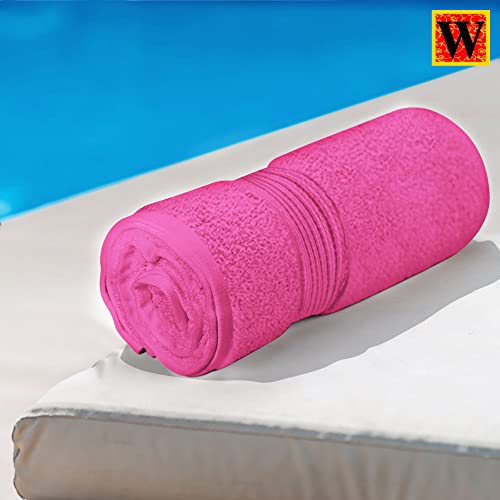 Westlane Linens 2 Premium Cotton Bath Sheet (90x160cm) Jumbo Bath Sheets Highly Absorbent Extra Large Bath Towels Quick Dry Soft Hotel Large Bath Sheets Quality (Fuchsia) - Image 5