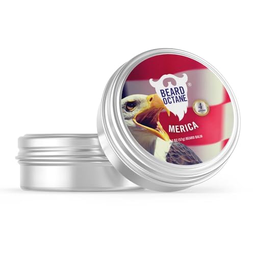 Beard Octane: Merica - Natural Beard Balm w/Shea Butter - 2 Oz - Conditions and Styles - Made in USA - Leather Apple Cedarwood Scent