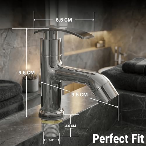 Image of GLOXY Premium Deck Mount Pillar Tap for Bathroom Combo Pack of 3 - Kitchen Wash Basin Tap with Chrome Finished Delight Lever - Water Taps for Home Bathroom, Gardens & Kitchen Sinks - 10 Years Warranty