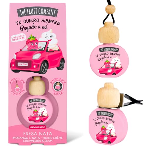 The Fruit Company Ambientador Coche FRESA NATA Absorbe Olores Para Rejilla o Colgante 0% Alcohol Con Extractos Naturales