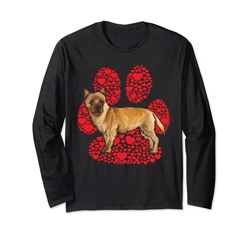 Cairn Terrier Valentines Day Dog Love Paw Long Sleeve T-Shirt, Black