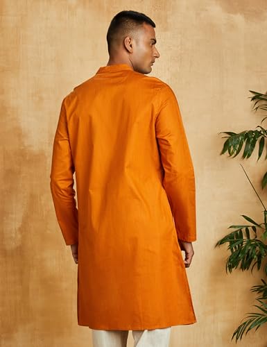 Image of Amazon Brand - Symbol Men's 100% Cotton Solid Long Length Casual Kurta - Regular Fit (Available in Plus Sizes)