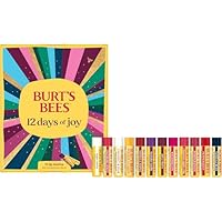 Burts Bees 12 Days of Joy Advent Calendar; 12 Surprise Lip Balms Including Juicy Cherry, an Amazon Exclusive; 24 Hour Moisture, 100% Natural Origin, Responsibly Sourced Beeswax, 12 Tubes, 0.15 Oz.