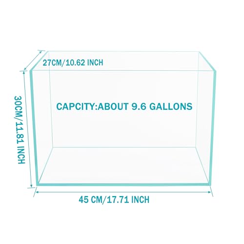 Image of Ultra Clear Rimless Low Iron Glass Cubic Aquarium Tank (9.6Gal W17.72xD10.63xH11.81 inch(45x27x30cm)) 6mm Thickness Include Black Leveling Mat