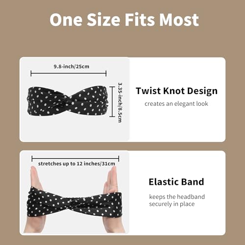 Image of ZLYC Mulberry Silk Headband for Women's Hair, Polka Dots Black