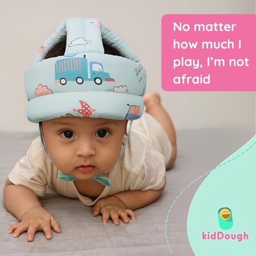 Image of Kiddough Head Protector for Baby Safety | 6 Months-3 Years, Baby Safety Helmet | Proper Air Ventilation for Kids and Toddlers | Secure, Fit & Comfort Lightweighted Helmet (Car Print) (Car Print)