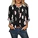 Xmiral Magliette Floreali da Donna Magliette Boho Magliette Casual con Scollo a Bottoni Camicette Magliette estive a Maniche Lunghe Grembiuli (S,Nero)