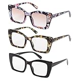 QXEYEGLAS 3er-Pack Übergroße quadratische Lesebrillen 2,5 für Damen mit Lesesonnenbrille,...