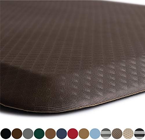 KANGAROO 3/4" Thick Superior Comfort, Relieves Pressure, All Day Ergonomic Stain Resistant Floor Rug Anti Fatigue Cushion Mat, Durable Standing Desk, Foam Pad Mats Kitchen, Office, 60x20, Brown