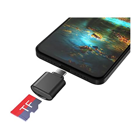 Micro SD Card Reader USB C, Type-C Memory Card USB Adapter for Micro SD/MicroSDHC/MicroSDXC, with OTG Function, Camera Memory Card Reader for Micro SD Card/TF Card, Plug and Play, Black Cover