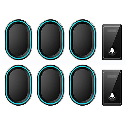 Sistema de timbre inalámbrico con 6 receptores y 2 botones, 58 melodías, impermeable, 4 niveles de volumen, alcance de 200 m