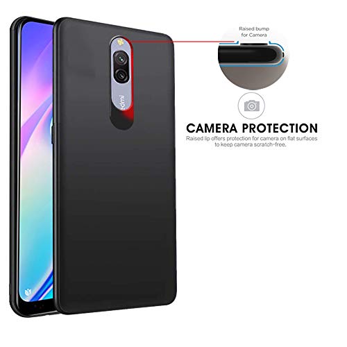 Image of TheGiftKart Sleek Back Cover Case for Redmi 8A Dual | Slim Fit Protective Design | Ultra Matte Finish | Camera Protection Bump | Soft Silicon Back Cover Case (Silicone, Black)