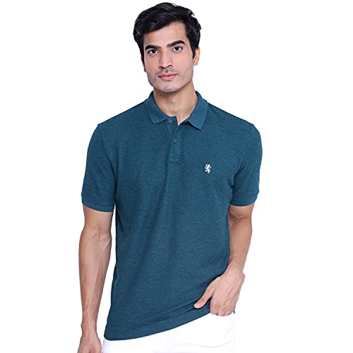 Image of Red Tape Men's Green Melange Collared T-Shirt
