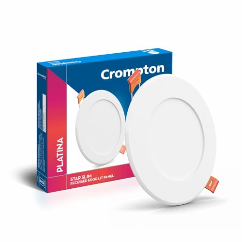 Image of Crompton Star Slim Recessed Downlighter 12W Round Cool Day Light | Pack of 1 | False Ceiling required, Cutout: 6 inch | For Hall, Bedroom, Kitchen, Office, Store