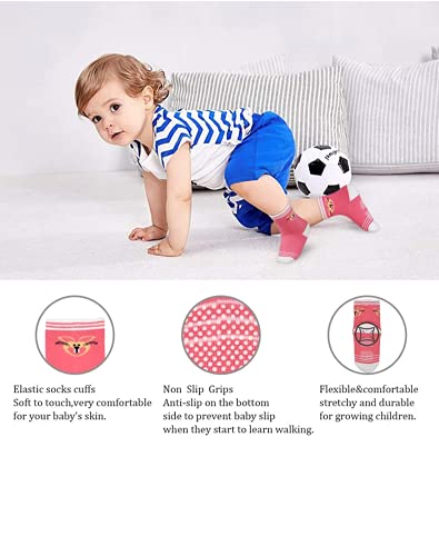 Image of Organic Cotton Ankle Length Anti Slip Socks For Baby With Grip 0-36 Months-Cartoon, Multicolored