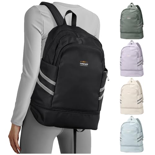 coofay Gym Backpack For Women Waterproof Backpack With Shoe Compartment Lightweight Travel Backpacks Black Sports Backpacks Large Gym Bag