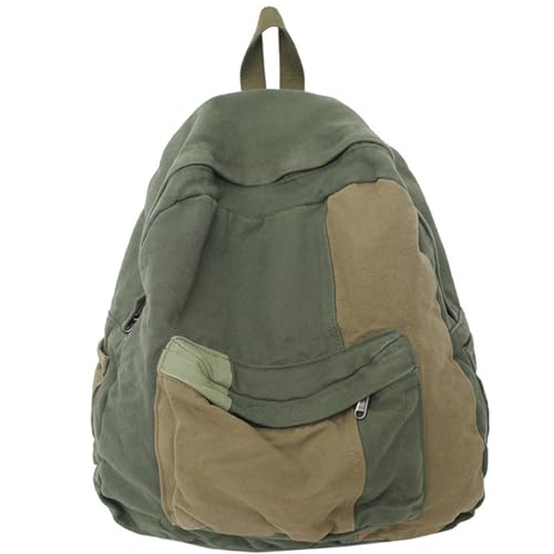 Sac à dos patch bicolore grunge en toile de grande capacité pour un look hippie unique
