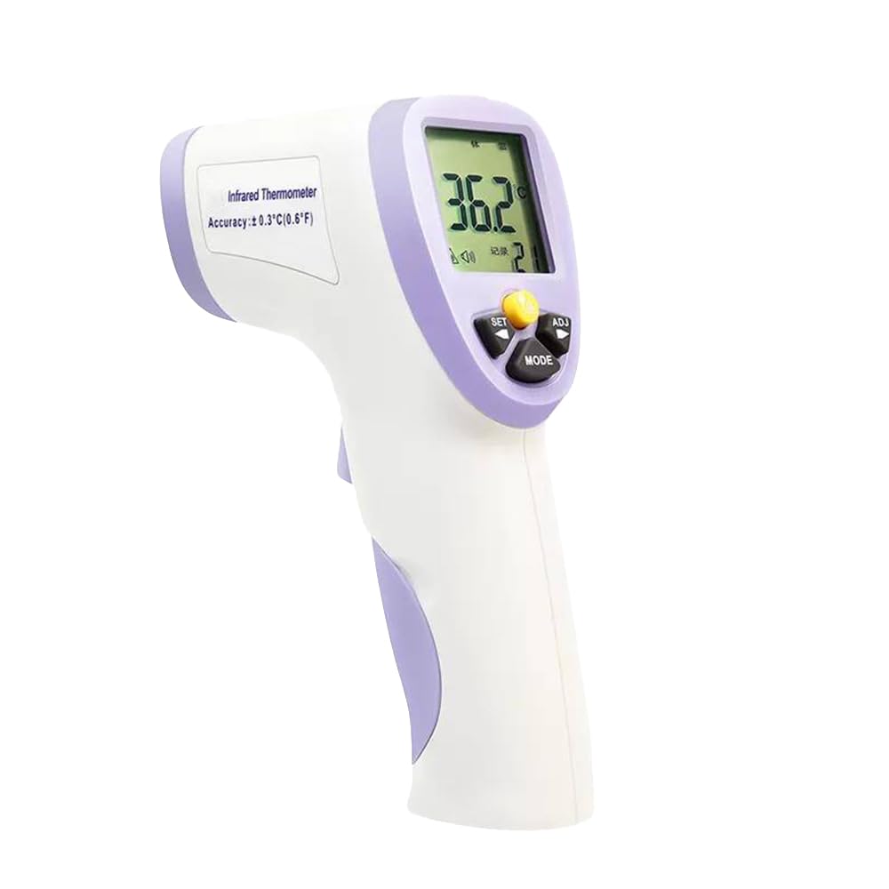 Termómetro infrarrojo sin contacto para medir la temperatura corporal y de la piel, termodetector digital con pantalla LCD inteligente retroiluminada y puntero láser, adecuado