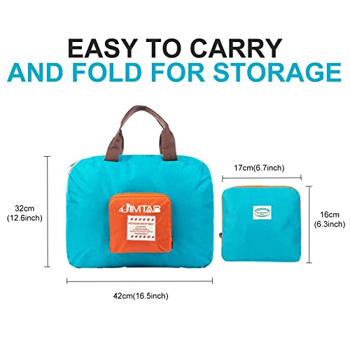 Image of Foldable Travel Duffle Bag, JIMTAB Waterproof Nylon Foldable Carry Package Versatile for Travel Gym Sports Weekender Bag (Light Blue)