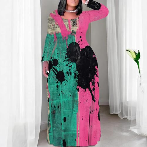 Image of PinkPatty Women's Plus Size Long Sleeve Maxi Dresses T Shirt Boho Fall Dress with Pockets