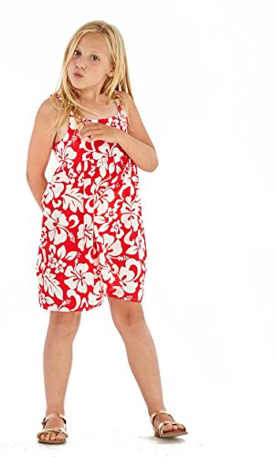 Girl Elastic Strap Empire Waist Dress in Classic Hibiscus Red4