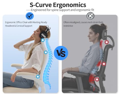 Image of TRALT Office Chair Ergonomic Desk Chair - Gaming Chair with Lumbar Support | 330 LBS Home Office Desk Chairs , Reading Chair with Flip-up Armrests, Comfortable Computer Chairs (1, Beige)