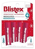 Blistex Medicated Peppermint Limited-Edition Holiday Collection Lip Moisturizer Balm, .15 oz., 4 count