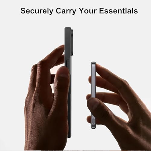 Image of KARWAN Shockproof Hybrid Leather Finish Back Case Cover Compatible with iPhone 13,iPhone 14 with Wireless MagEaze Charging Cover, Anti-Scratch Shield Case with Strong Minimalist Design (Black)