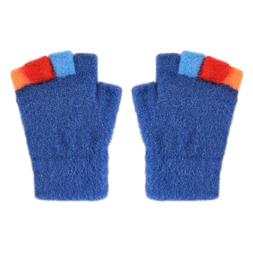PURFUN Toddler Boys Cartoon Excavator Rocket Half Finger Gloves with Flip Top, Baby Boy Winter Warm Knitted Gloves for 1-3Yrs4