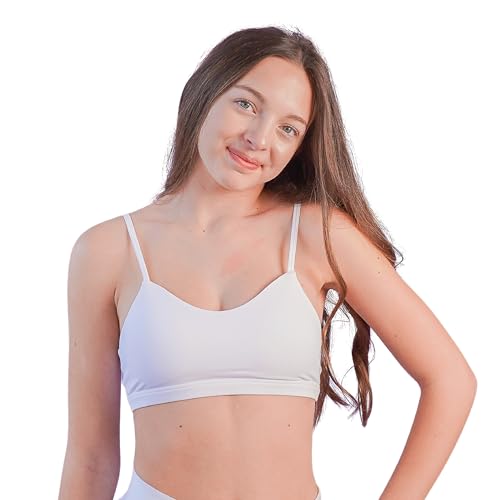 Training Bra | Starter Teen Bra For Pre-Teen Girls | White Bralette | Breathable Fabric | Adjustable Straps & Cups