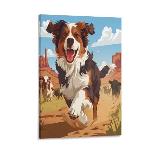 Peintures sur toile Border Collie decoration murale chambre couloir tableau chien 30x45