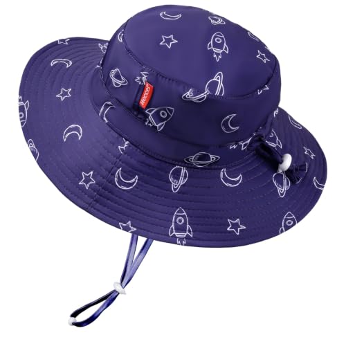 Image of HECCEI Toddler Baby Sun Hat, UPF 50+ Wide Brim Infant Bucket Hats for 0-6Y