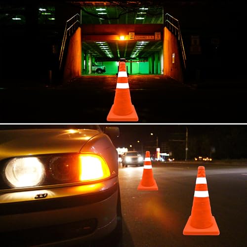 2x18 Zoll (45cm) Pylone Faltbar Leitkegel Verkehrskegel Reflektierender Sicherheitskegel Pop-Up Warnkegel Orange