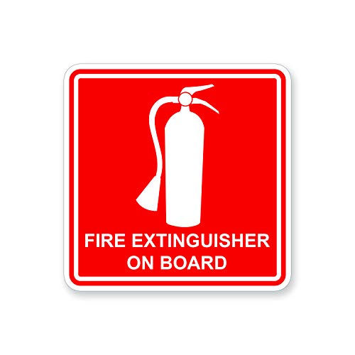 Fire Extinguisher On Board Sticker for Boat RV Camper Truck Semi Auto Vehicle Die Cut Vinyl Decals Safe Safety