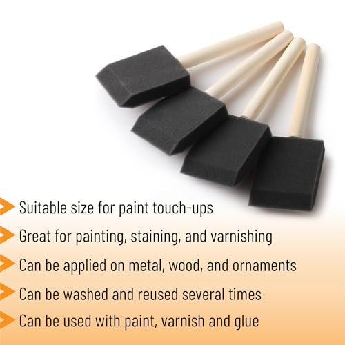 Image of Bates- Foam Paint Brushes, 2 Inch, 75 Pack, Black Foam Brushes for Painting with Lightweight Wooden Handles