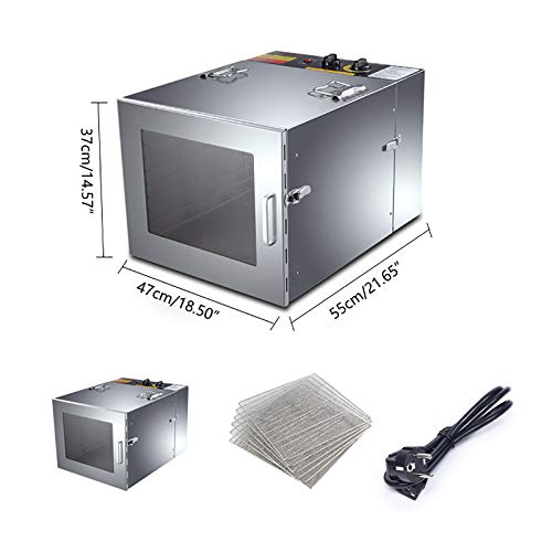 Edelstahl Dörrautomat Dörrgerät, Küchenminis Food Dehydrator mit 6/10 Einlegefächer, 35-90℃, Dehydrator Food Dryer, 12/24h-Timer (10) – Bild 8