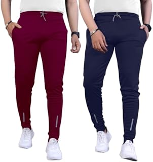 Men’s Slim Fit Track Pants | Stretchable Gym Joggers with Zipper Pockets | Lightweight Sports Lower for Running, Workout &... Price In India