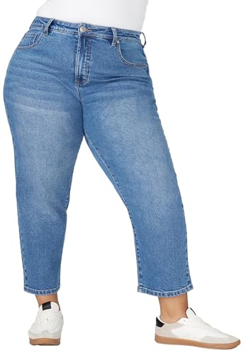 ELOQUII Women's Plus Size The Naomi Comfort Stretch Straight Leg Jean Crop