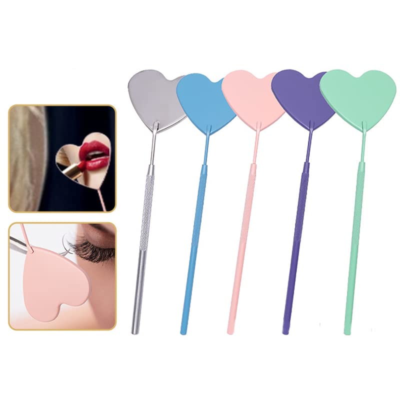 Miniatura 9 de Espejo de extensión de pestañas, herramientas de pestañas, espejo grande de acero inoxidable en forma de corazón para verificar pestañas, aplicar