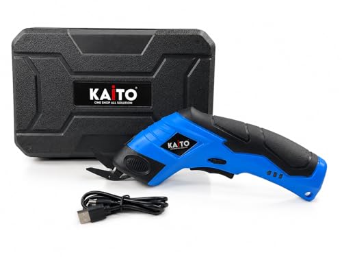 Image of KAITO Cordless Electric Scissors 3.6 V Rechargeable Fabric Cutter with USB Charging | Portable Power Scissors for Fabric, Cardboard, Leather, Carpet, Vinyl & DIY Craft Cutting