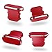 Fanoshon 4 Pack Dust Plugs Red Charging Port Protectors Covers Compatible with iPhone 14 13 12 11 Plus Pro Max iPad Airpods, Dust & Water Resistant, Wireless Charger & Phone Case Friendly, Anti Lost