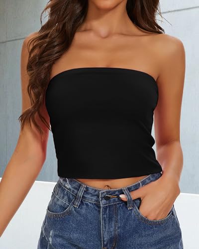 Image of Summer Tube Tops Basic Crop Tops for Women Strapless Tank Casual Tunics Sexy Short Shirts 2026