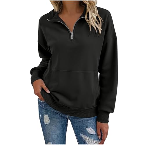 Women Sweatshirt Casual Long Sleeve Half Zip Pullover Lightweight Casual Loose Fashion Sweatshirts