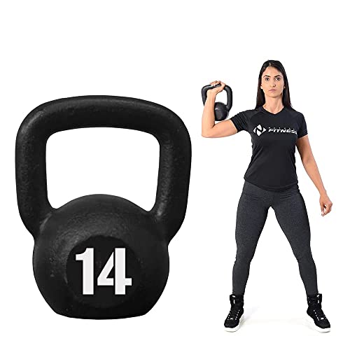 Kettlebell Pintado 14Kg Fixa Para Academia Fitness Cross