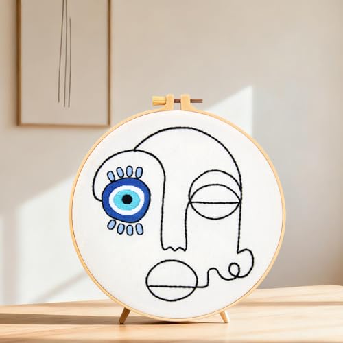 Image of Beginner Embroidery Starter Kits, Abstract Embroidery Kits for Beginners Adults, Stamped Cross Stitch Kits for Beginners Adults Craft Kits for Women, Entire Set of Embroidery Supplies & Video Tutorial