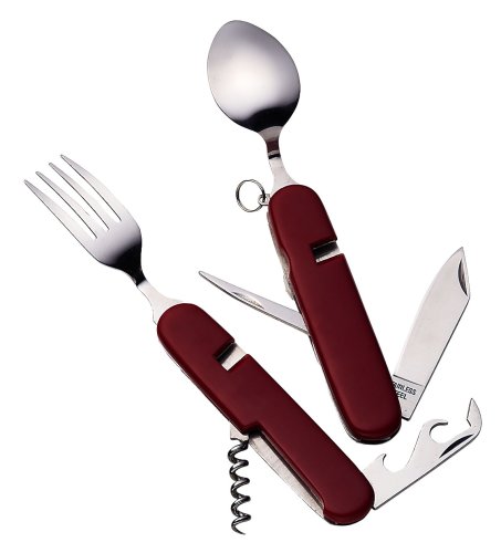 冒険倶楽部(BOHKEN CLUB) 7徳スプーン&フォーク付ナイフ ケース付 レッド L-16