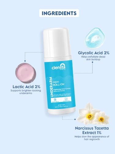 Image of Clensta Amber Vanillic Floral Underarm Roll-On For Women & Men | Controls Body Odour | Helps Brighten Dark Underarms | Reduces Hair Regrowth | Long-Lasting Floral Fragrance | Non-Sticky Formula | 50 ml