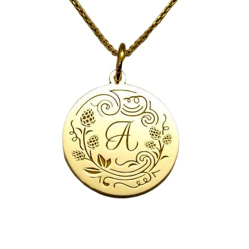 Collar de plata de ley 925 con colgante de disco de 28 mm y cadena de 45 cm