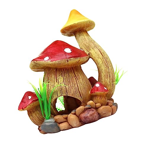 SEWACC 1個 きのこの家 水槽の付属品 水族館の装飾 きのこの飾り 装飾的な キノコの水槽 diyの飾り 風景の装飾 景観用品 洞窟の装飾を隠す 隠れた洞窟の装飾品 樹脂