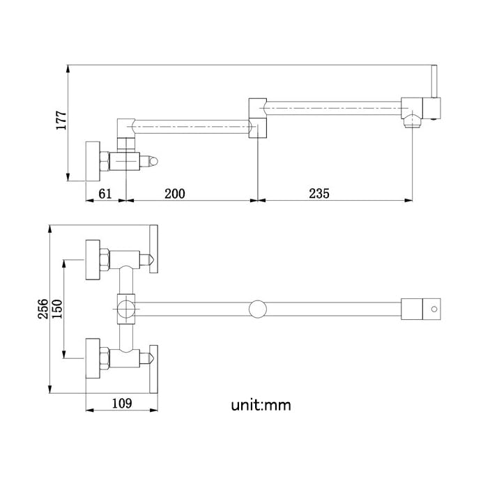 Robinet de cuisine mural orientable mitigeur pliable gain de place compact